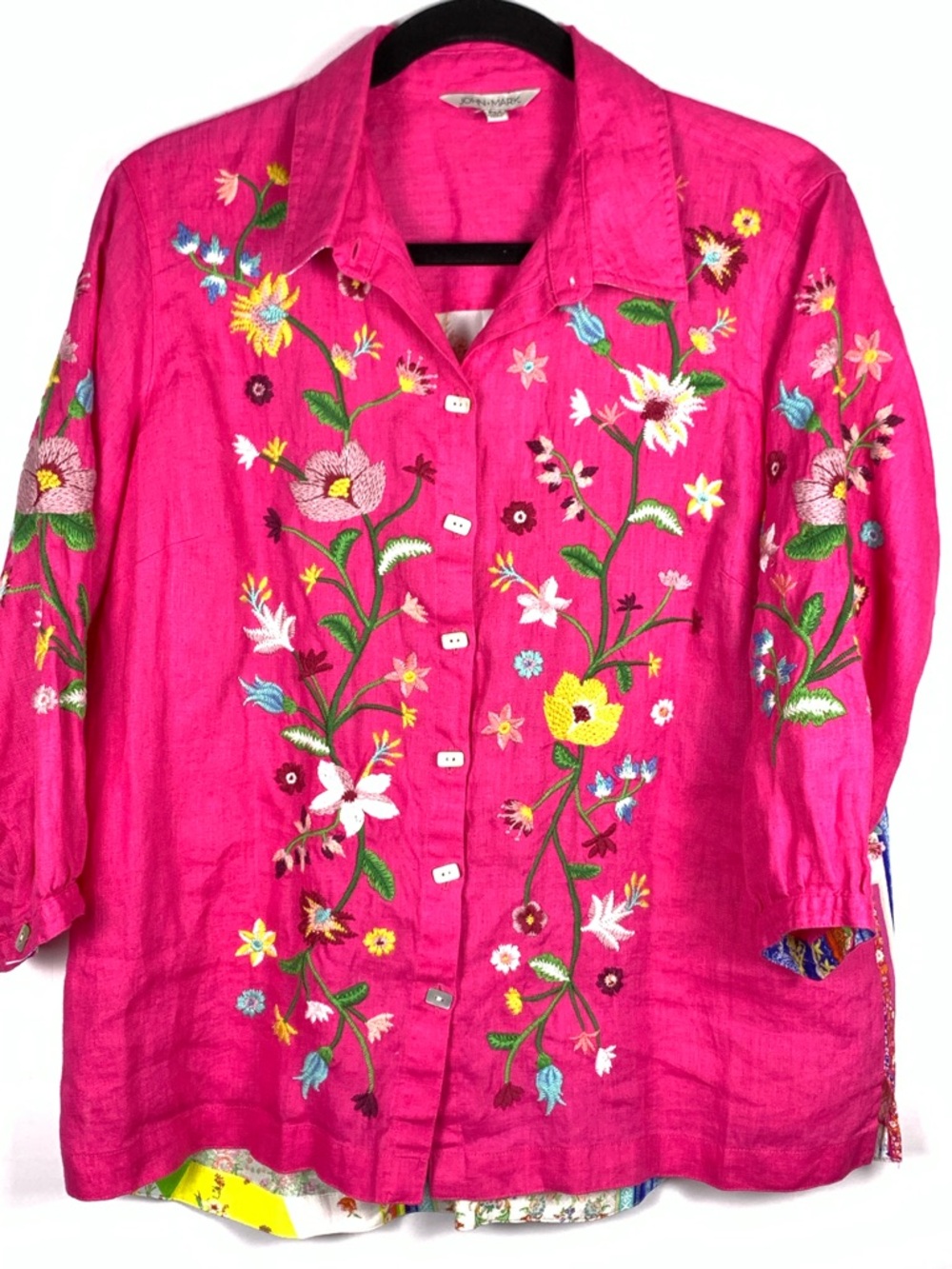 John Mark Hot Pink Textured Top - Picture 3 of 16